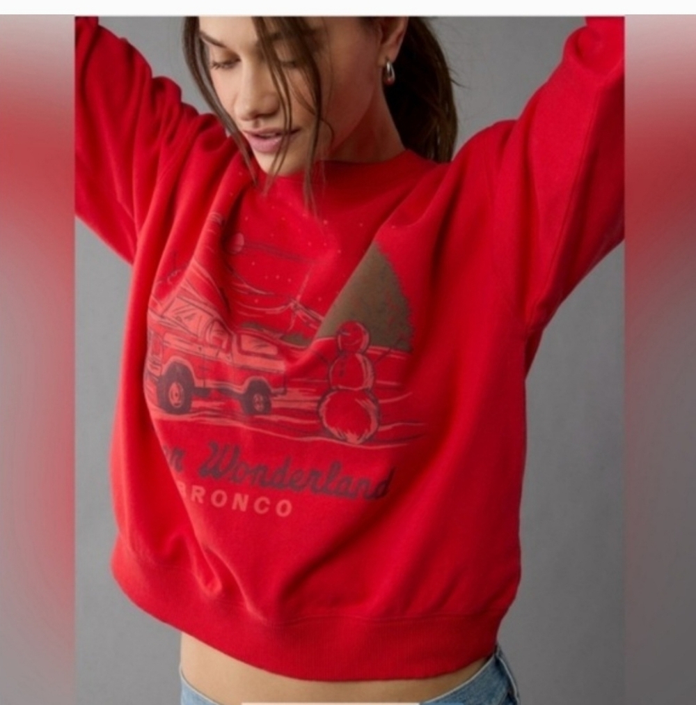 American Eagle Red Ford Bronco Crewneck Sweatshirt Small NEW